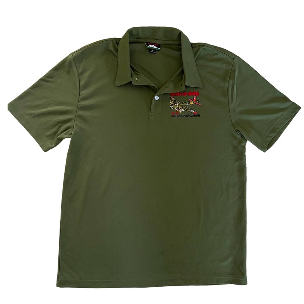 Mens Dark Green B-17 Plane Polo Shirt